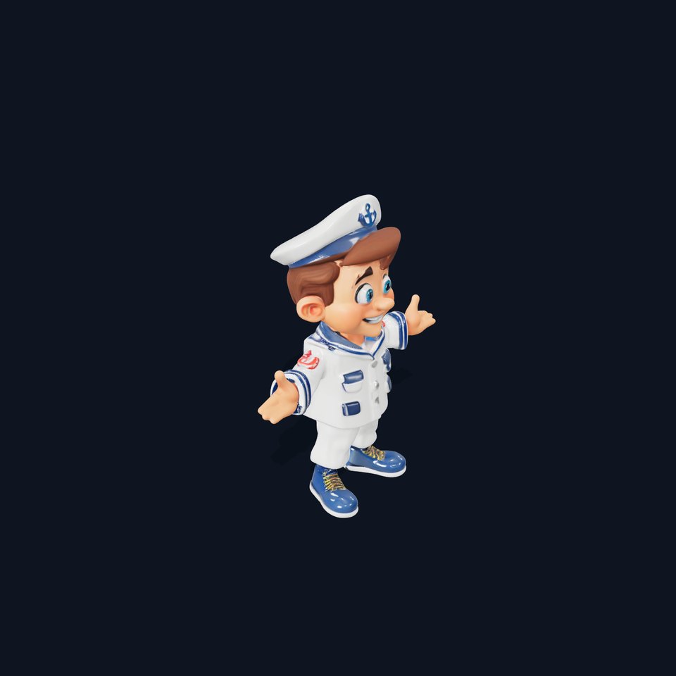 Cheerful Sailor Boy Character Rigged and Animated